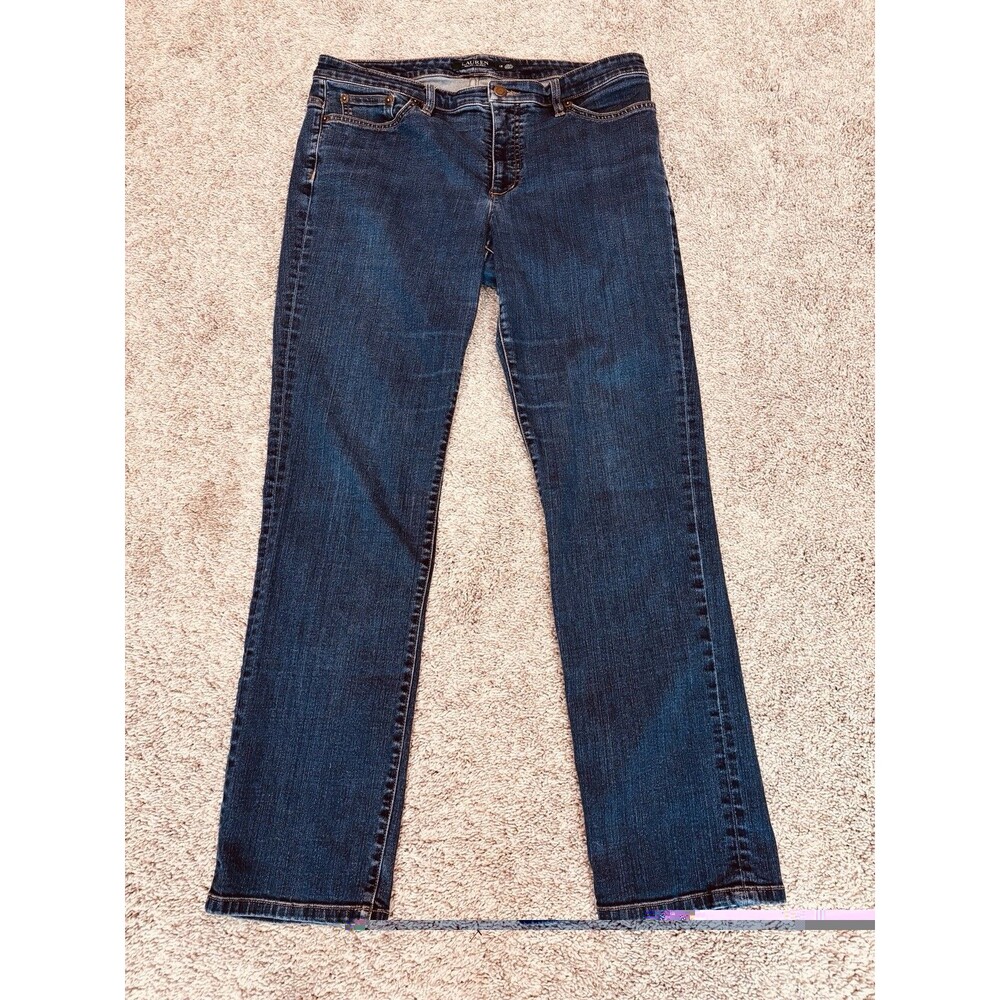 Lauren Ralph Lauren Modern Straight Curvy Stretch Jeans Dark Wash Size 12